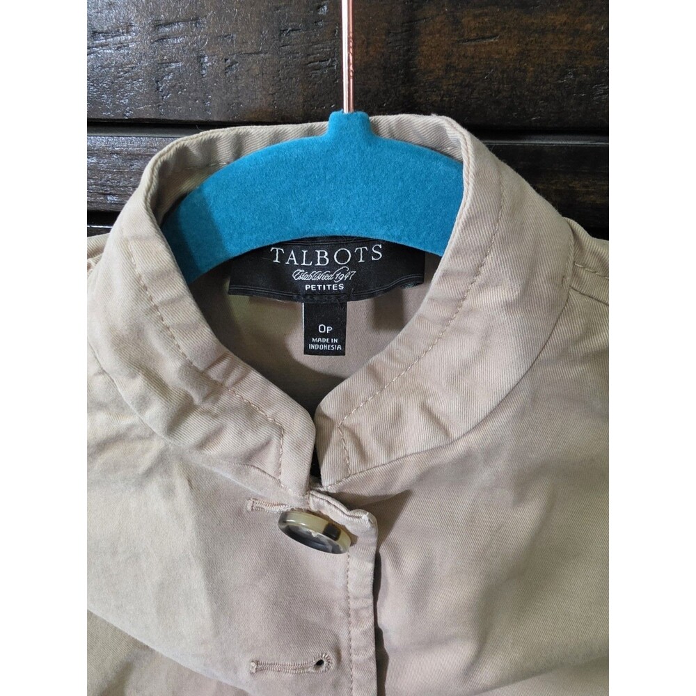 Talbots Women's Beige Cotton Button Front Short Jacket w/ Pockets Petites 0P - Picture 3 of 3